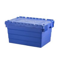 Caixa plástica encaixável 600x400x320mm - tampa articulada de 2 partes