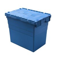 Caixa plástica encaixável 600x400x516mm - tampa articulada de 2 partes