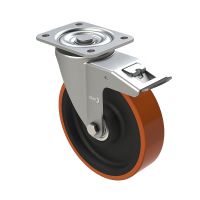Rodízio giratório com travão Ø 150 mm - PU, 500 Kg