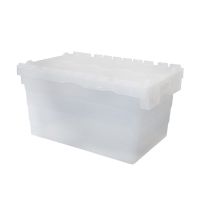 Caixa plástico transparente 600x400x320mm- com tampa articulada- 60 L 