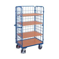 Carrinho 1190x725x1820mm de 3 laterais gradeadas - com quatro prateleiras