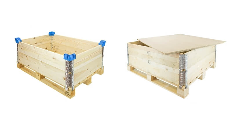 Tampas de madeira e Cantos de plástico são acessórios necessários para uma caixa de colares de madeira para paletes